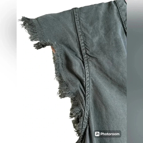 Dahlia khaki soft dress, Large, cap sleeves, raw edge, relaxed fit, Tencel - Picture 5 of 12